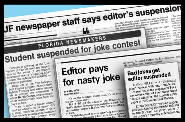 Newspaper stories about the disgusting joke contest